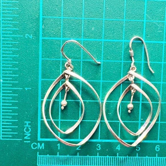 Earrings – Vintage .925 Sterling Silver Multi-Hoop Dangle - Picture 2 of 4